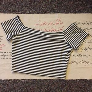 Black and white striped crop top